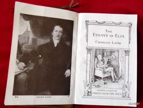 THE ESSAYS OF ELIA - CHARLES LAMB -  PRE1926 (LEATHER COVER)