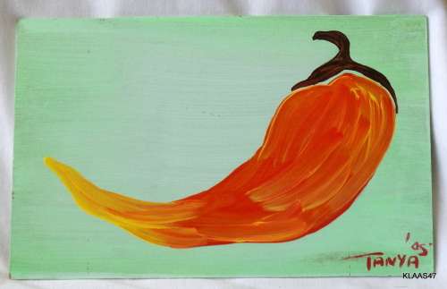 CHILLI : OIL PAINTING ON BOARD  HAND PAINTED BY TANYA `05