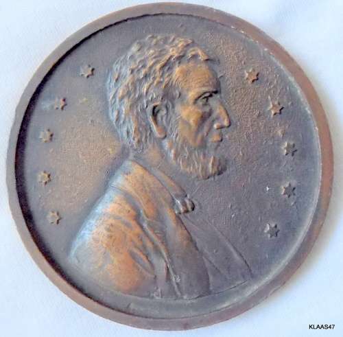 LARGE VINTAGE ABRAHAM LINCOLN Souvenir NIAGARA FALLS BUFFALO MEDAL - 7.4mm Diameter