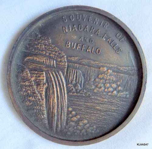 LARGE VINTAGE ABRAHAM LINCOLN Souvenir NIAGARA FALLS BUFFALO MEDAL - 7.4mm Diameter