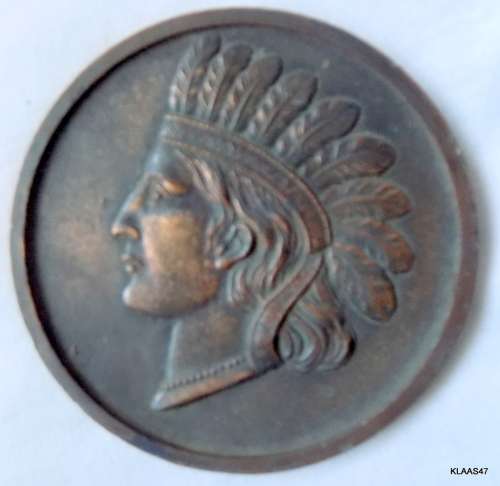 LARGE VINTAGE INDIAN HEAD Souvenir NIAGARA FALLS BUFFALO MEDAL - 7.4cm Diameter