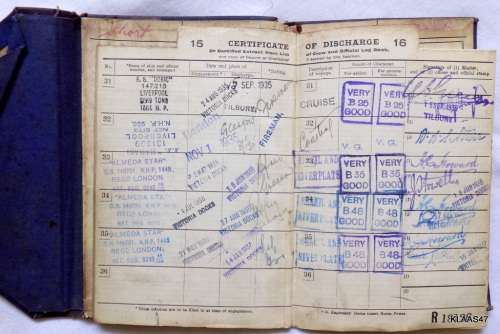 CONTINUOUS CERTIFICATE OF DISCHARGE R18126 - ENTRIES FROM 21-12-26 TO 14 JAN 1937