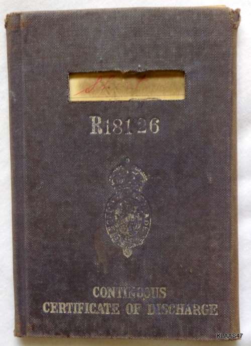 CONTINUOUS CERTIFICATE OF DISCHARGE R18126 - ENTRIES FROM 21-12-26 TO 14 JAN 1937