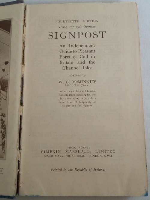 Signpost - W G McMinnies - Hardcover 1953