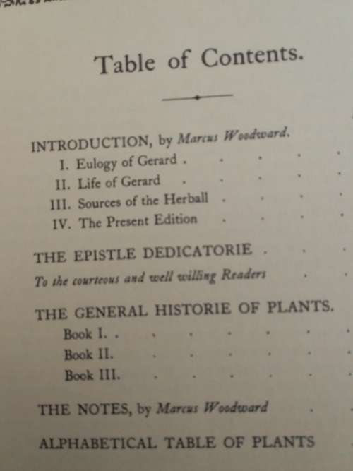 GERARD'S HERBAL (THE HISTORY OF PLANTS) WITH DESCRIPTION, ORIGIN, LOCATION ETC OF APPROX 200 HERB