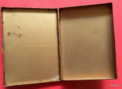 Small metal box  - Enamel edge around picture is chipped