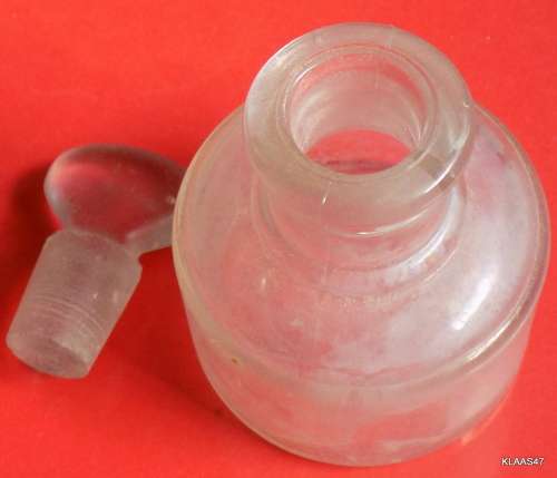 Small Ink Bottle with Glass Stopper - Inks written underneath - 6cm with Stopper in.