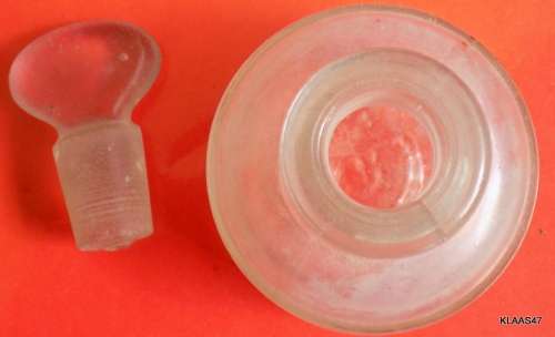 Small Ink Bottle with Glass Stopper - Inks written underneath - 6cm with Stopper in.