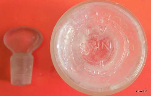 Small Ink Bottle with Glass Stopper - Inks written underneath - 6cm with Stopper in.