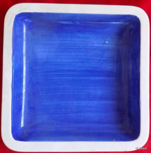 Flat Square Porcelain Bowl in Blue and White