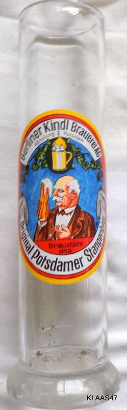 Rods Beer glass BERLINER KINDL BRAUEREI, ORIGINAL POTSDAMER STANGENBIER  0.5L - 29cm High
