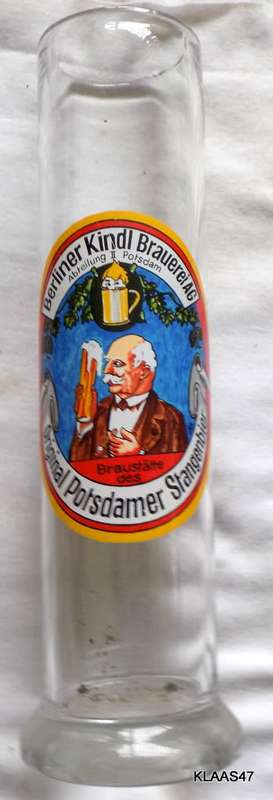 Rods Beer glass BERLINER KINDL BRAUEREI, ORIGINAL POTSDAMER STANGENBIER  0.5L - 29cm High