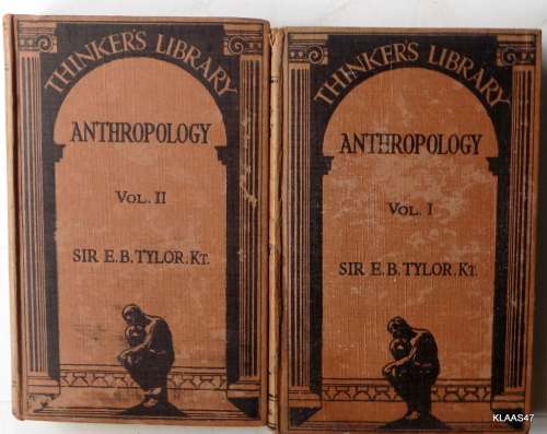 Anthropology vol 1 and 2 by Sir E.B Tylo Kt  - Hardcover  1930
