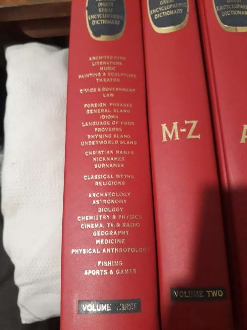 THE READER'S DIGEST ENCYCLOPAEDIC  DICTIONARY IN THREE  VOLUMES SOME RUST ON THE SPINE