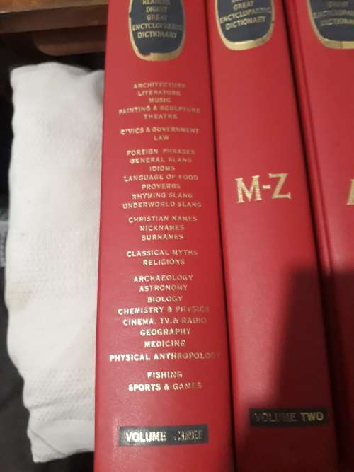 THE READER'S DIGEST ENCYCLOPAEDIC  DICTIONARY IN THREE  VOLUMES SOME RUST ON THE SPINE