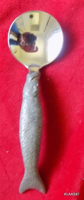Carrol Boyes - (MARKED C BOYES) Fish Design Sugar Spoon or Sugar Ladle