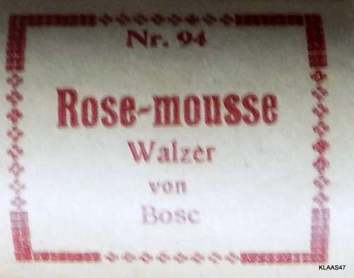 PIANOLA MUSIC ROLL : Nr.94 -  ROSE-MOUSSE WALZER VON BOSC