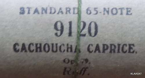 PIANOLA MUSIC ROLL : Nr.9120 - CACHOUCHA CAPRICE  - Op.79 Raff (Standard 65 Note)