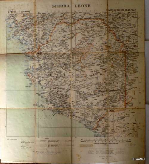 Edward Stanford Ordnance Map of Sierra Leone -1905 with minor corrections 1908