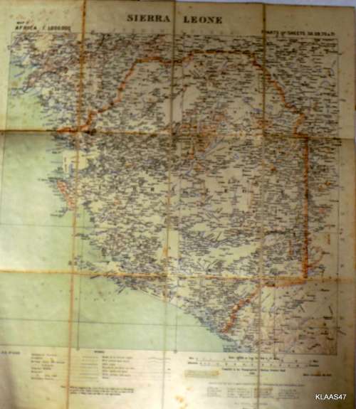 Edward Stanford Ordnance Map of Sierra Leone -1905 with minor corrections 1908