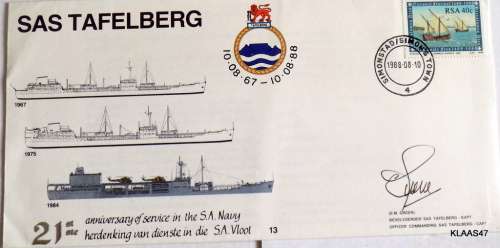 RSA 198810 AugSAS Tafelberg, Signed 21st Anniv of Service in the SA Navy, 1967