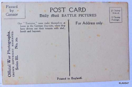 Vintage Postcard - Daily Mail BATTLE PICTURES - Official War Photographs - Series 3 No20