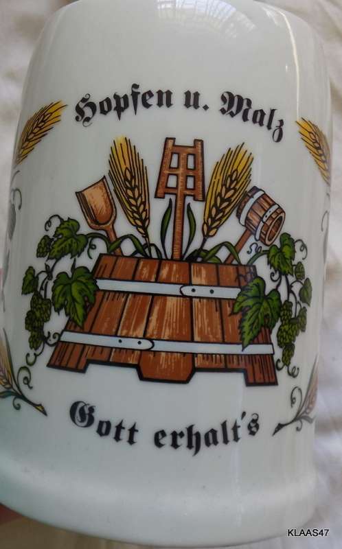 LIDDED CERAMIC STEIN - HOPS and MALT - MAY THE LORD PRESERVE IT