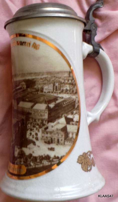 Schultheiss-Brauerei AG Berlin-Kreuzberg -Pewter Lidded Stein EP 80 ZINN