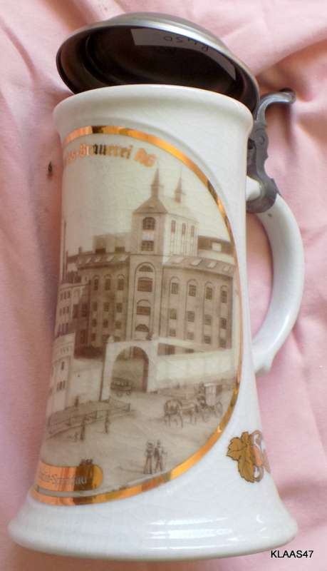 Schultheiss-Brauerei AG Berlin-Spandau - Pewter Lidded Stein EP 80 ZINN