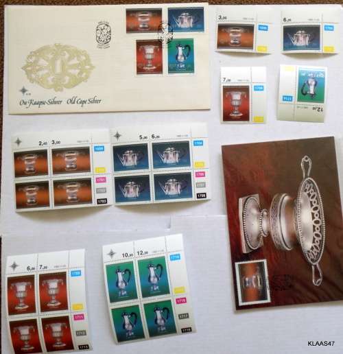 RSA - 1985 - Old Cape Silver - Pack: FDC 4.14, Control Blocks, Single Stamps and 4 Post Cards