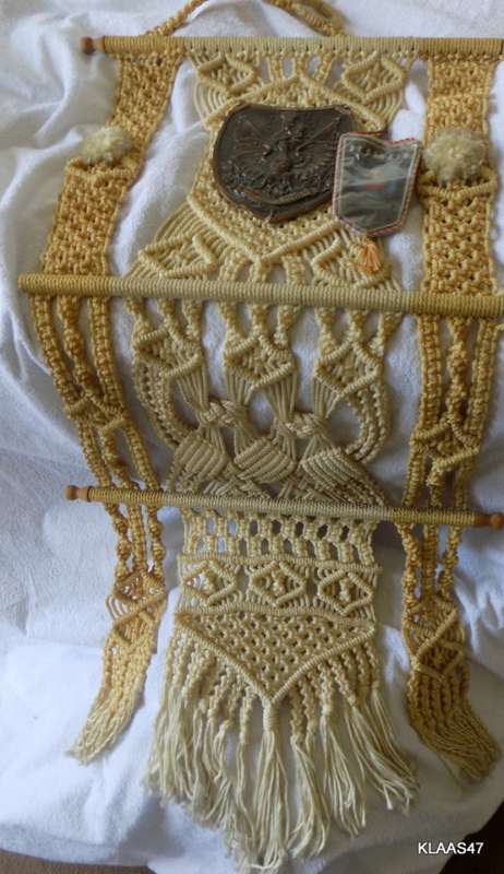 MACRAME WALL HANGING - Polish Icon (Mother of God) and Loose Polish Emblem