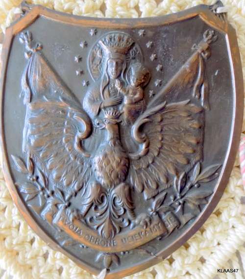 MACRAME WALL HANGING - Polish Icon (Mother of God) and Loose Polish Emblem