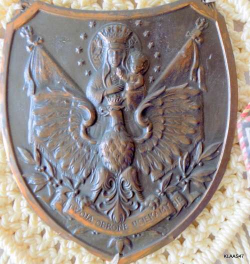 MACRAME WALL HANGING - Polish Icon (Mother of God) and Loose Polish Emblem