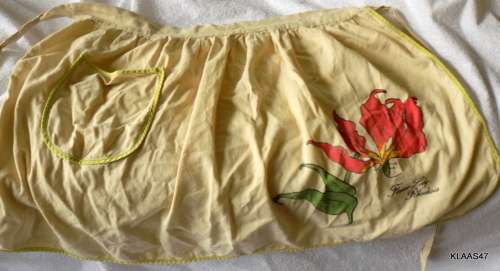 Vintage Ladies Half Apron with Flame Lily, Rhodesia