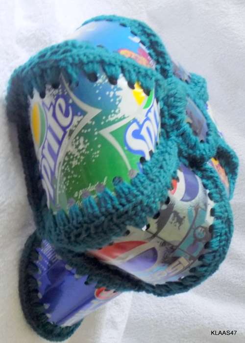 Novelty Handmade Cap - Made from cut aluminium drink tins - Crochet together