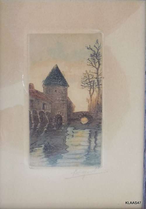 3 FRAMED ETCHINGS - FRAMED  - Signed, but cant make it out