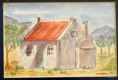 WATERCOLOUR - COTTAGE - JEN - 12.8cm - FRAMED