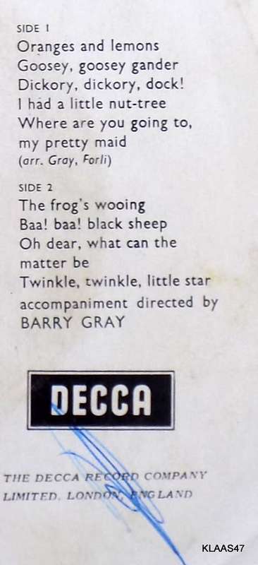 Vera Lynn  Nursery Rhymes Sung By Vera Lynn - Decca  DFE 6593 - 7` Single