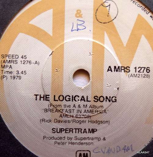 Supertramp  The Logical Song - AandM Records  AMRS 1276 - 7` Single - South Africa 1979