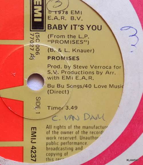 Promises  Baby It`s You/What`s A Girl To Do - EMI  EMIJ 4237 - 7` Single - South Africa 1978