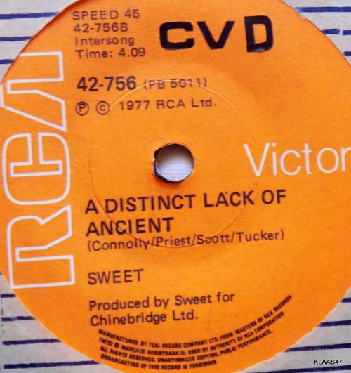 Sweet - Fever Of Love - RCA Victor 42-756 (PB5011) - 7` Single - Chinebridge Ltd 1977