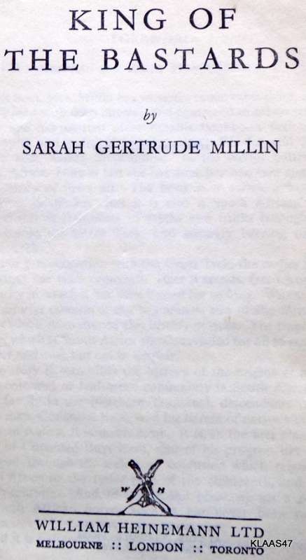King of the Bastards - Sarah Gertrude Millin - Hardcover 1950