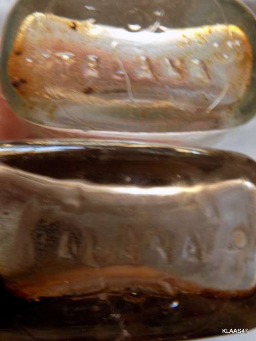 2 VINTAGE TALANA GLASS BOTTLES -  (Corked not washed)