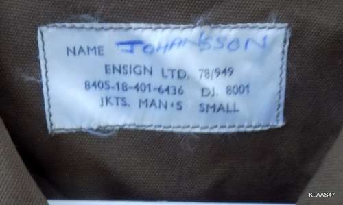 SADF - NUTRIA BUSH JACKET/BOSBAADJIE - SMALL - ENSIGN LTD (SEE NAME WRITTEN ON LABLE)