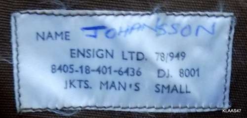 SADF - NUTRIA BUSH JACKET/BOSBAADJIE - SMALL - ENSIGN LTD (SEE NAME WRITTEN ON LABLE)