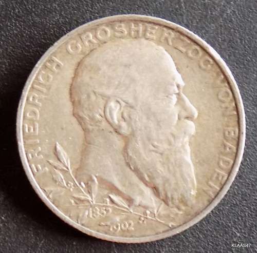 GERMANY - BADEN - 2 MARK -1902 - SILVER
