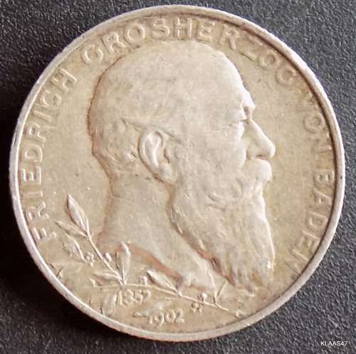 GERMANY - BADEN - 2 MARK -1902 - SILVER