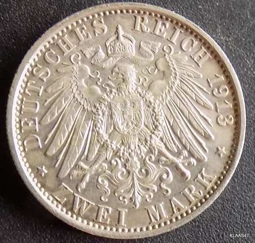 2 mark 1913  A Allemagne, Deutschland, Preussen, Prusse, Kaiserreich,