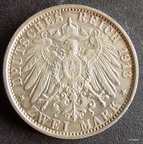 2 mark 1913  A Allemagne, Deutschland, Preussen, Prusse, Kaiserreich,