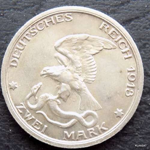 DEUTSCHES REICH 2 MARK 1913 (Germany) IMPERIAL EMPIRE Rare German 90% Silver